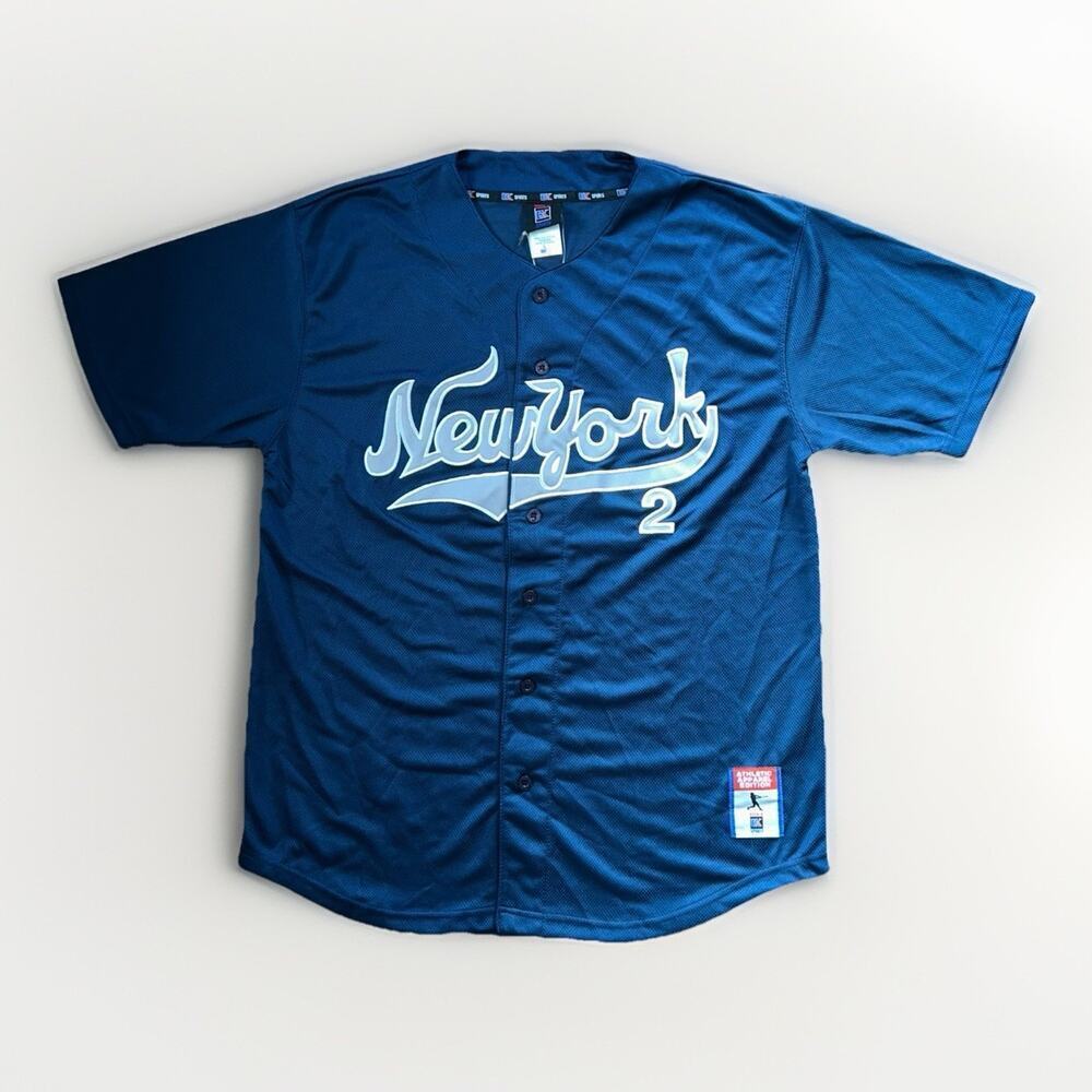 NWT New York Boom-X Sports Baseball Jersey Men's Large Navy Gray #2 Streetwear